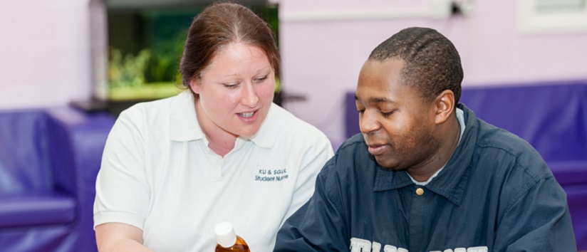 Learning disability nurse and patient at Kingston University