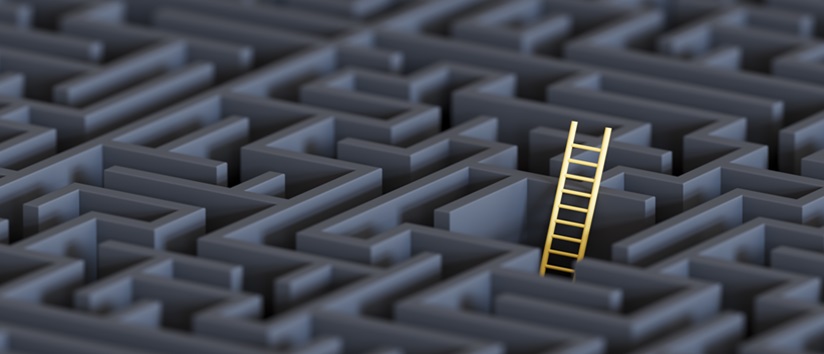 Ladder in black maze. Carers with no way out